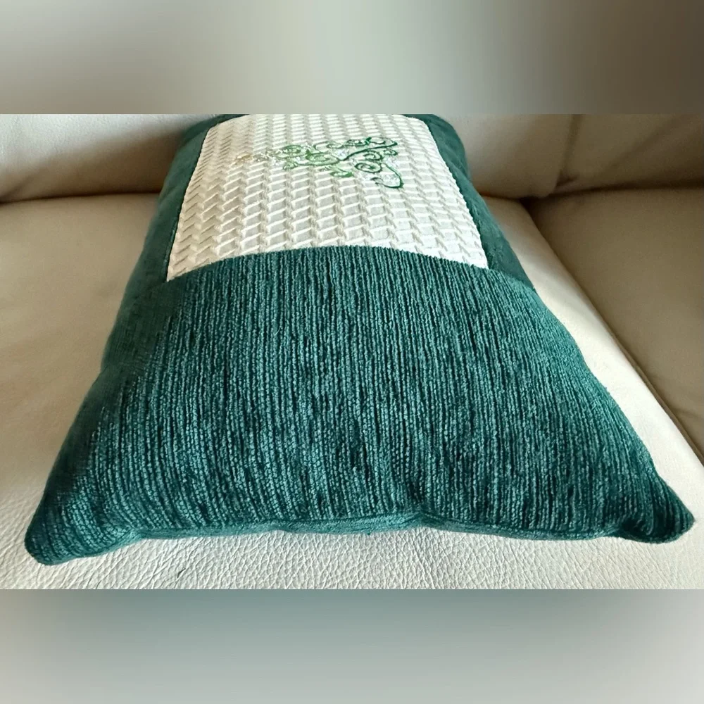 Green & Cream Christmas Tree Design Holiday Pillow